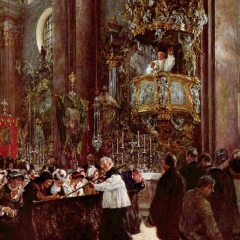 A partir de"Kanzelpredigt in der Pfarrkirche zu Innsbruck" d'Adolf Friedrich Erdmann von Menzel via Wikimedia Commons