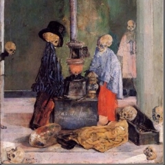 Squelettes essayant de se rechauffer par James Ensor