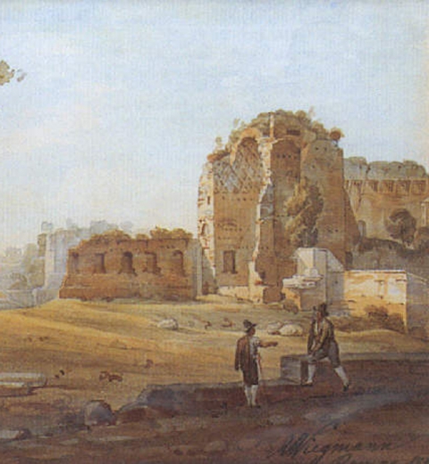 Vue du forum de Rome par Rudolf Wiegmann via Wikimedia Commons