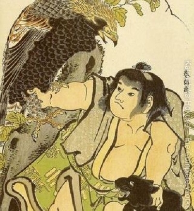 Kintaro et ses amis par Hokusai